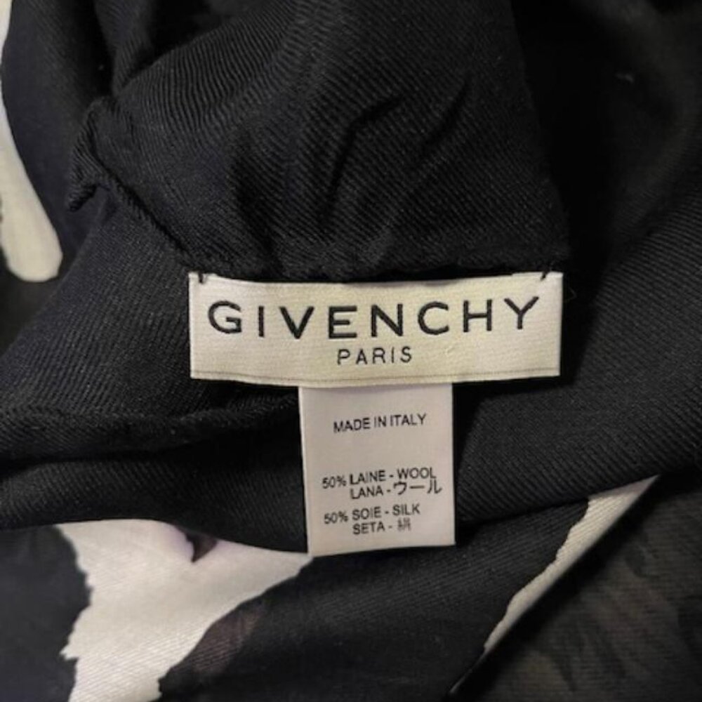 Givenchy Paris Black Logo Address Square Scarf NWOT Retail $495 - Picture 6 of 6